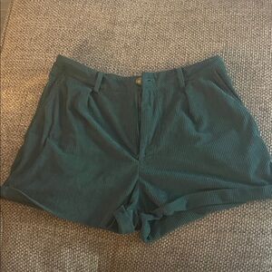 High-Waist Textured Green Women's Shorts